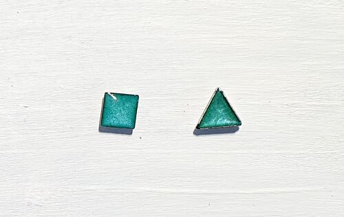 Mini triangle & square studs - Turquoise ,SKU412