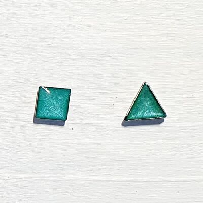 Mini triangle & square studs - Turquoise ,SKU412