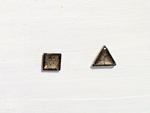 Mini triangle & square studs - Onyx ,SKU414