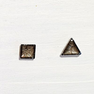 Mini triangle & square studs - Onyx ,SKU414