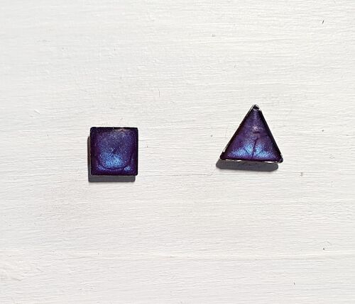 Mini triangle & square studs - Violet ,SKU425