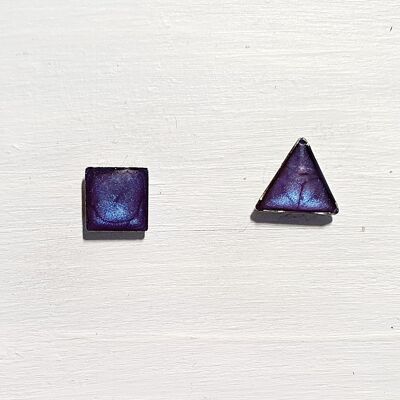 Mini triangle & square studs - Violet ,SKU425