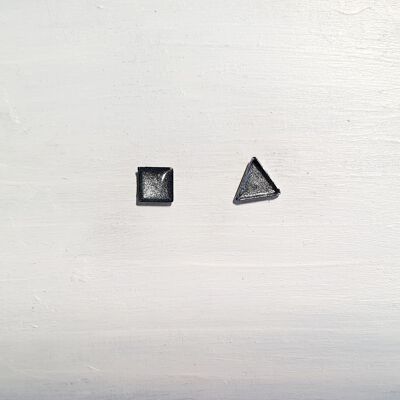 Mini triangle & square studs - Silver ,SKU426