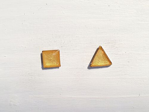 Mini triangle & square studs - Gold ,SKU427