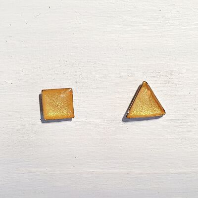 Mini triangle & square studs - Gold ,SKU427