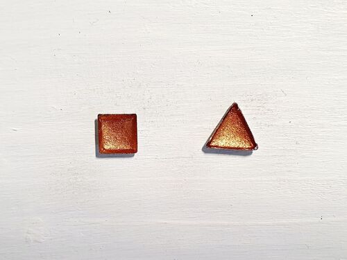 Mini triangle & square studs - Copper ,SKU428