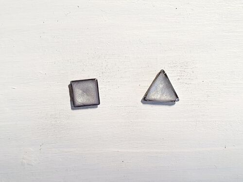 Mini triangle & square studs - Ice ,SKU430