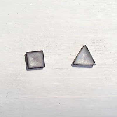 Mini triangle & square studs - Ice ,SKU430