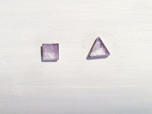 Mini triangle & square studs - Lilac pearl ,SKU434