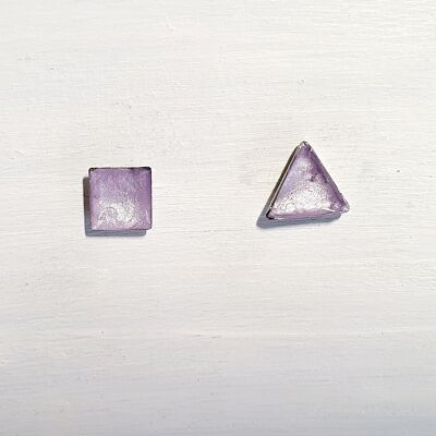 Mini triangle & square studs - Lilac pearl ,SKU434