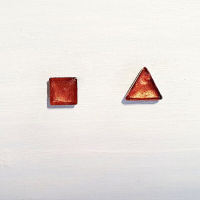 Mini triangle & square studs - Latte pearl ,SKU436