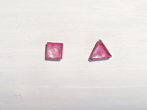 Mini triangle & square studs - Candyfloss pearl ,SKU438