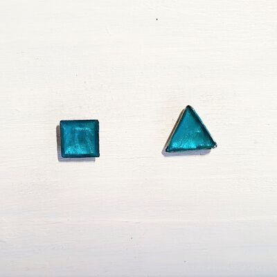 Mini triangles et clous carrés - Aqua irisé, SKU439