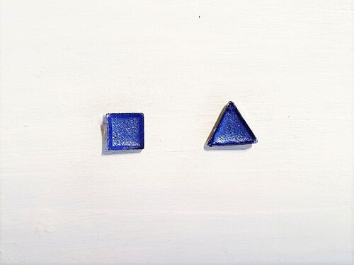 Mini triangle & square studs - Cornflower pearl ,SKU440