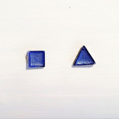 Mini triangle & square studs - Cornflower pearl ,SKU440