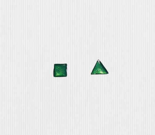 Mini triangle & square studs - Pearl Green ,SKU441