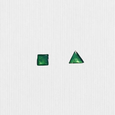 Mini triangle & square studs - Pearl Green ,SKU441