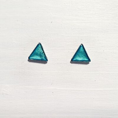 Mini triangle studs - Iridescent blue ,SKU449