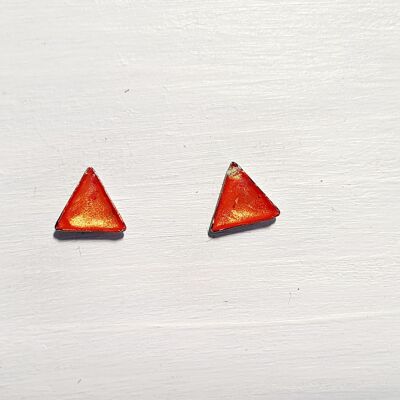 Mini triangle studs - Iridescent orange ,SKU451
