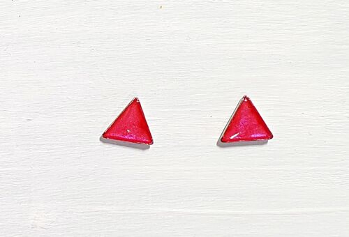 Mini triangle studs - Iridescent pink ,SKU452