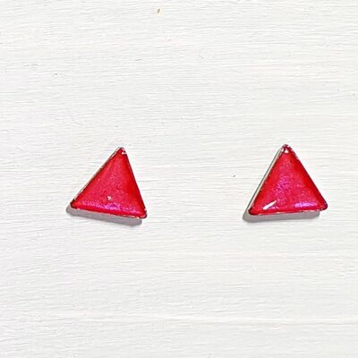 Mini triangle studs - Iridescent pink ,SKU452