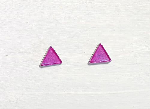 Mini triangle studs - Iridescent purple ,SKU453