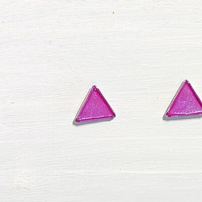 Mini triangle studs - Iridescent purple ,SKU453