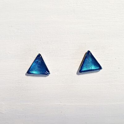 Mini-Dreieck-Ohrstecker - Meerblaue Perle ,SKU463