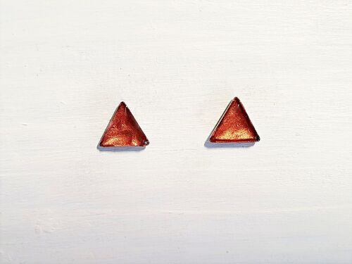 Mini triangle studs - Iridescent copper ,SKU465