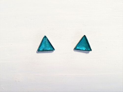 Mini triangle studs - Iridescent aqua ,SKU469
