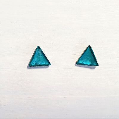 Mini triangle studs - Iridescent aqua ,SKU469