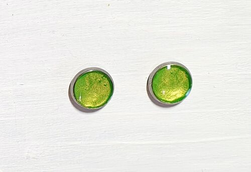 Mini round studs - Iridescent green ,SKU501