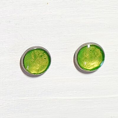 Mini round studs - Iridescent green ,SKU501