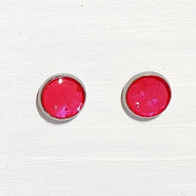 Mini round studs - Iridescent pink ,SKU503