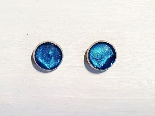 Mini round studs - Sea blue pearl ,SKU514