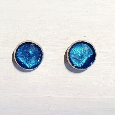 Mini round studs - Sea blue pearl ,SKU514