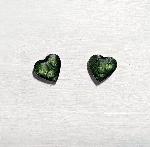 Mini heart studs - Dark green ,SKU531