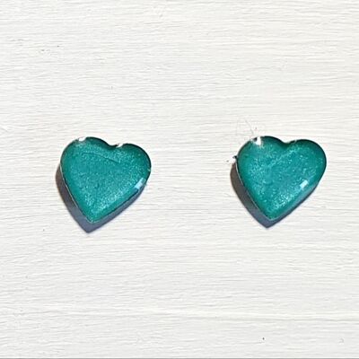 Mini heart studs - Iridescent blue ,SKU532