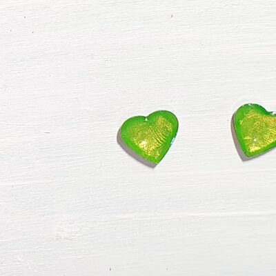 Mini heart studs - Iridescent green ,SKU533
