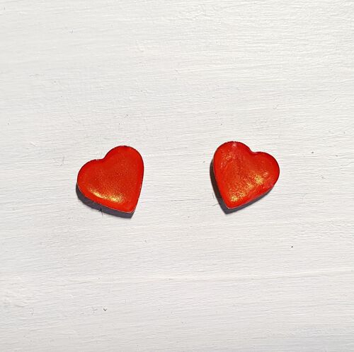 Mini heart studs - Iridescent orange ,SKU534