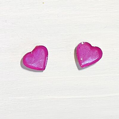 Mini heart studs - Iridescent purple ,SKU536