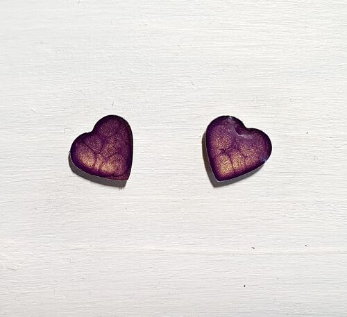 Mini heart studs - Purple ,SKU538