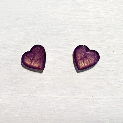 Mini heart studs - Purple ,SKU538