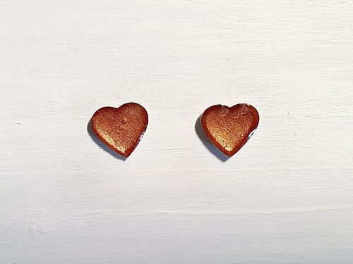 Mini heart studs - Copper ,SKU542