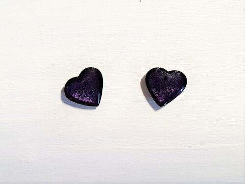 Mini heart studs - Deep purple pearl ,SKU544
