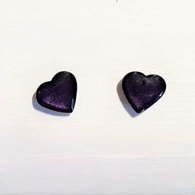 Mini heart studs - Deep purple pearl ,SKU544