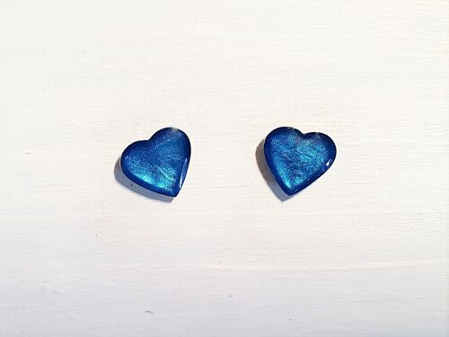 Mini heart studs - Sea blue pearl ,SKU546