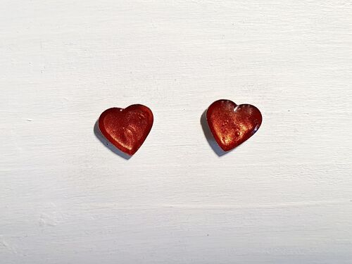 Mini heart studs - Iridescent copper ,SKU548