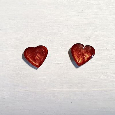 Mini heart studs - Iridescent copper ,SKU548