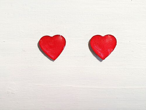 Mini heart studs - Red pearl ,SKU550